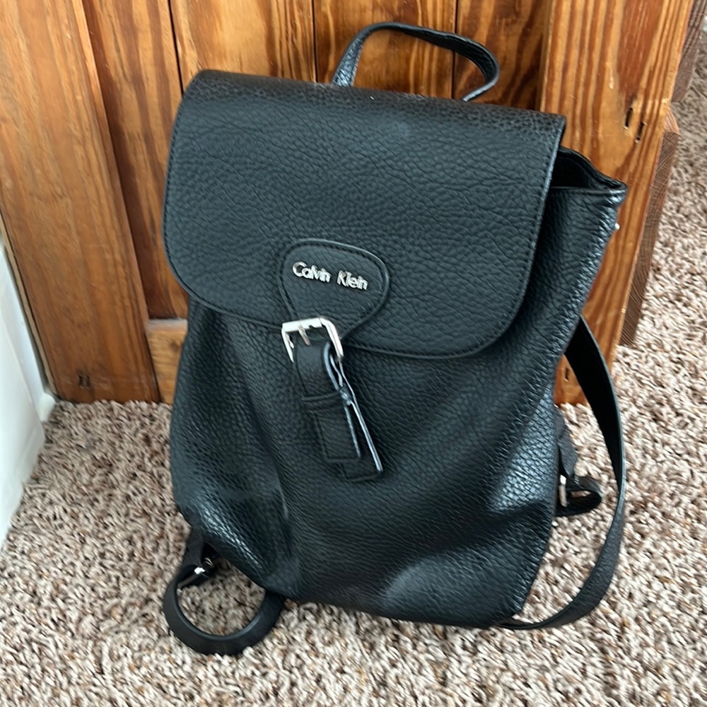 Calvin Klein black leather backpack
